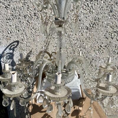 Vintage Glass Crystal Chandelier Hanging Lamp Light