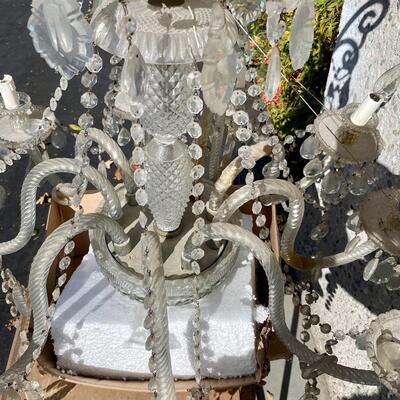 Vintage Glass Crystal Chandelier Hanging Lamp Light