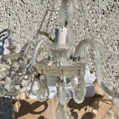 Vintage Glass Crystal Chandelier Hanging Lamp Light