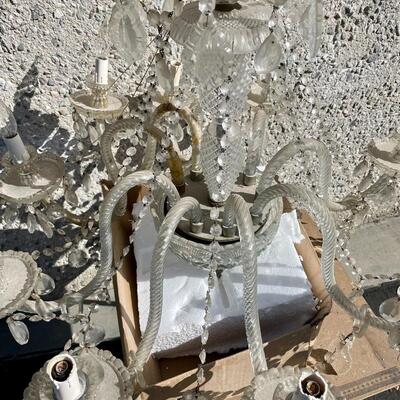 Vintage Glass Crystal Chandelier Hanging Lamp Light