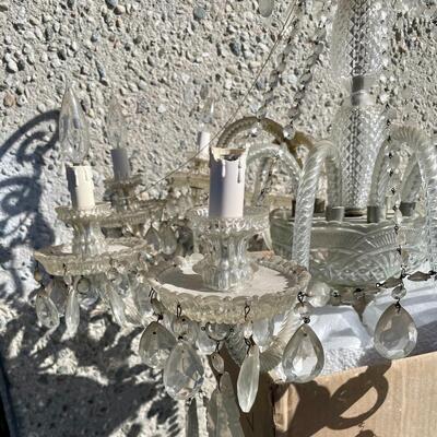 Vintage Glass Crystal Chandelier Hanging Lamp Light