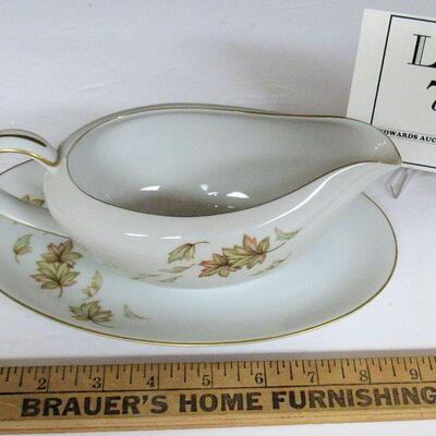 Vintage Norcrest Fall Theme Gravy Boat and Underplate