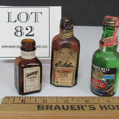 3 Old Miniature Booze Bottles, Empty of Course