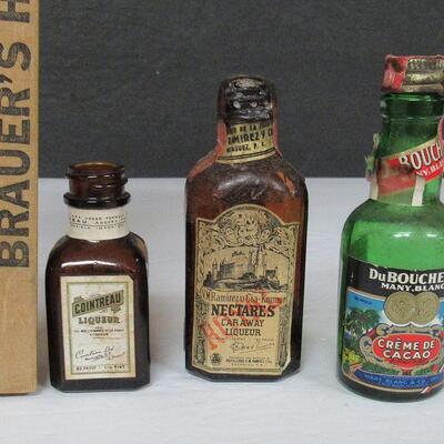 3 Old Miniature Booze Bottles, Empty of Course
