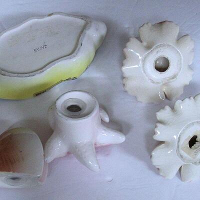 Shell Shaped Salt and Pepper and Sylvan Pottery of California Flowers Salt and Pepper