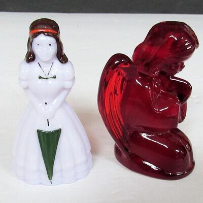 Boyd Glass Red Angel and Hand Painted Lady Figurine