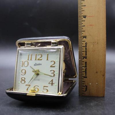 Antique Linder Made in Japan Windup Travel Alarm Clock