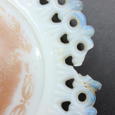 Set of Antique Commemorative Collectible Milk Glass Political Campaign Commemorative Plates