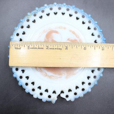 Set of Antique Commemorative Collectible Milk Glass Political Campaign Commemorative Plates