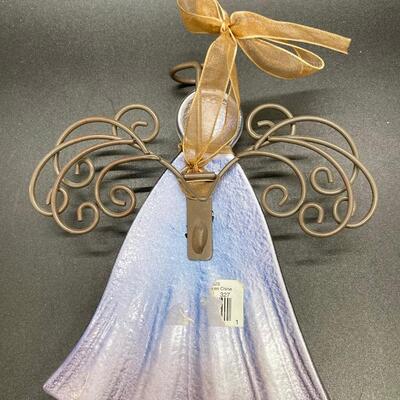 Painted Metal Welcome Flower and Angel Set of Two Hanging Signs