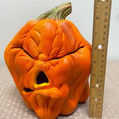 Foam Blow Mold Squinty Face Light Up Pumpkin Jack O Lantern Halloween Seasonal Holiday Decor