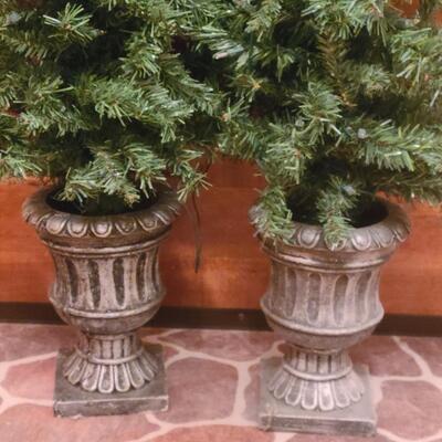 Lot 511: Pair of Pre-Lit Porch or Fireplace Trees in Urns