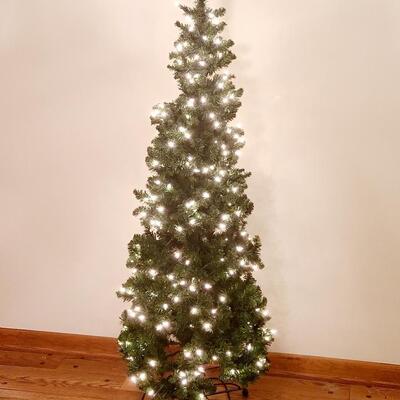 Lot 513: Five Foot Tall Pre-Lit Holiday Tree in Metal Stand