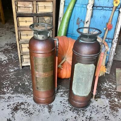 Vintage Brass Fire Extinguishers