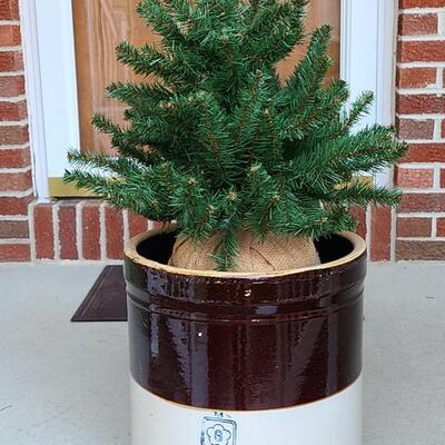 Lot 499: Six Gallon Crock with Evergreen Display Tree