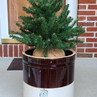 Lot 499: Six Gallon Crock with Evergreen Display Tree