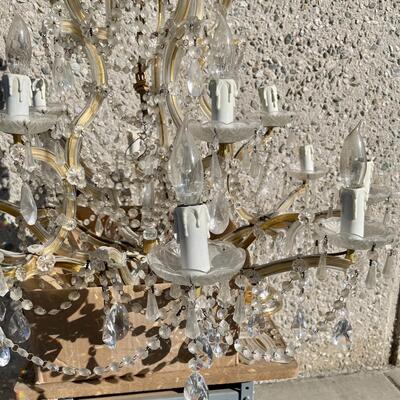 Vintage Glass and Brass Chandelier