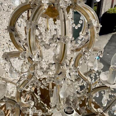 Vintage Glass and Brass Chandelier