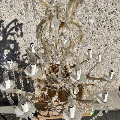 Vintage Glass and Brass Chandelier