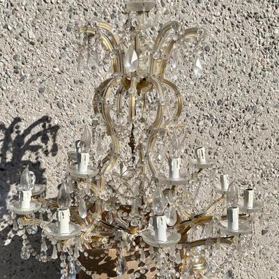 Vintage Glass and Brass Chandelier