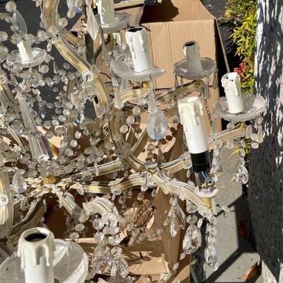 Vintage Glass and Brass Chandelier