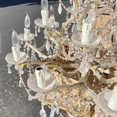 Vintage Glass and Brass Chandelier