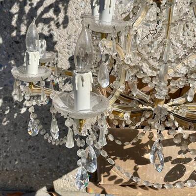 Vintage Glass and Brass Chandelier