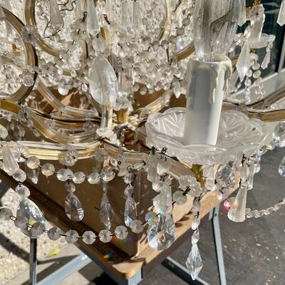 Vintage Glass and Brass Chandelier