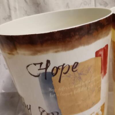 "Hope Faith Love" waste basket