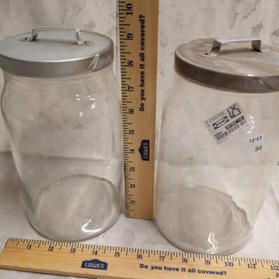 2 large glass jars, metal lids