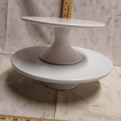 2 tier, white display stand