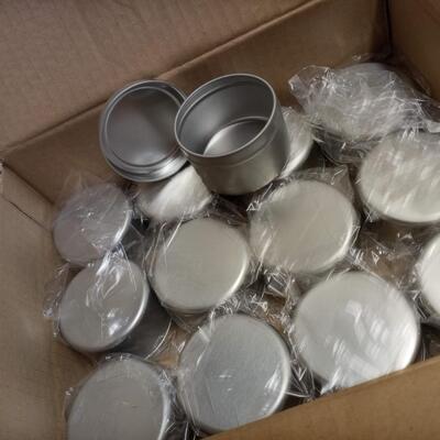 24 Small metal containers w lids