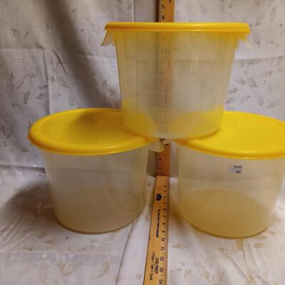 3 containers, yellow lids
