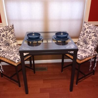 3 piece glass table top & chairs
