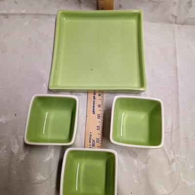 4 piece green tray set