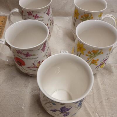 5 floral coffee cups