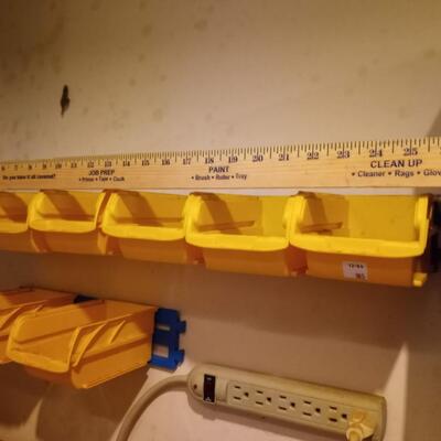 8 yellow storage bins