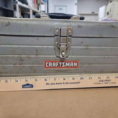 empty grey craftsman tool box w red tray