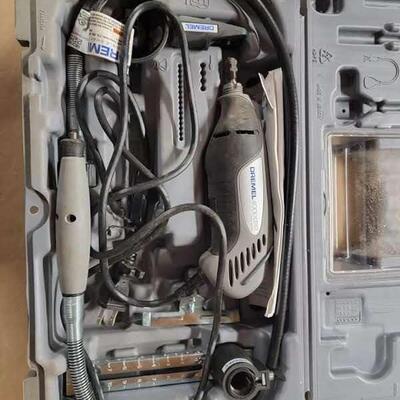 grey and blue dremel tool box