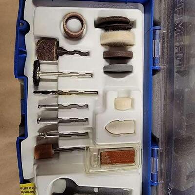 grey and blue dremel tool box