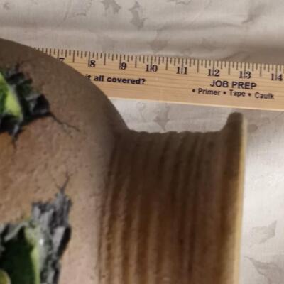 Lizard vase with metal lizard