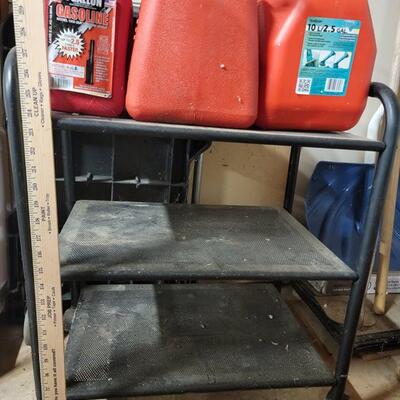 small metal shelf rolling cart only (does not include gas cans)