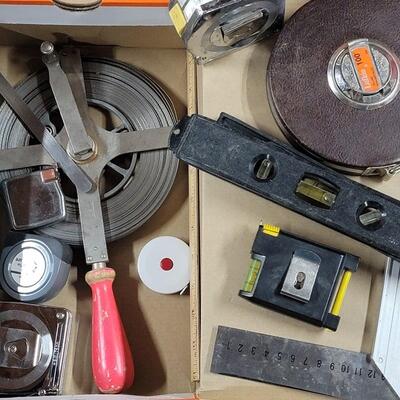 tape measures; levels