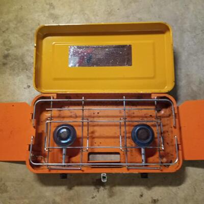 Vintage orange and yellow propane stove