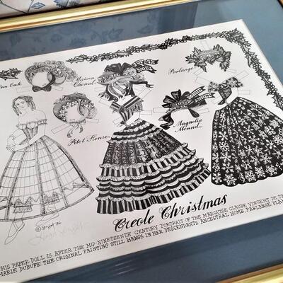 Lot #162  Signed Creole Christmas Paper Doll Print - pretty!