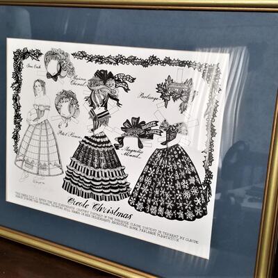Lot #162  Signed Creole Christmas Paper Doll Print - pretty!
