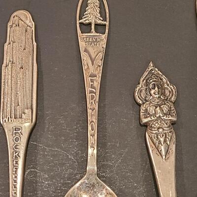 Lot J8: Sterling Silver Collectible Spoons: Rockefeller Center, Vineyard Haven Mass, and More