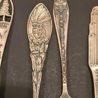 Lot J8: Sterling Silver Collectible Spoons: Rockefeller Center, Vineyard Haven Mass, and More
