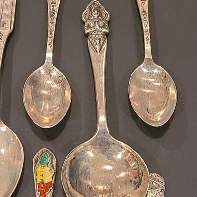Lot J8: Sterling Silver Collectible Spoons: Rockefeller Center, Vineyard Haven Mass, and More