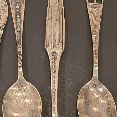 Lot J8: Sterling Silver Collectible Spoons: Rockefeller Center, Vineyard Haven Mass, and More